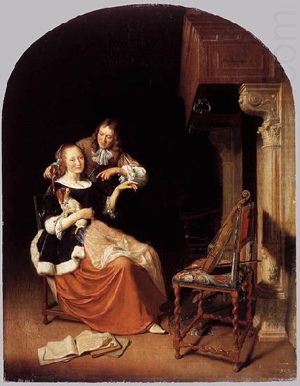 Pieter Cornelisz. van Slingelandt Lady with a Pet Dog china oil painting image